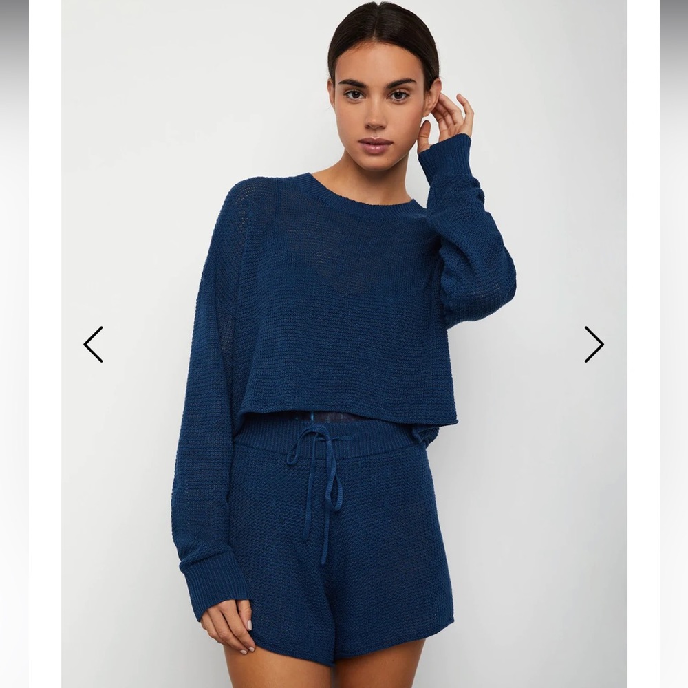 Onia Cropped Sweater Crewneck - Blue Opal - Medium